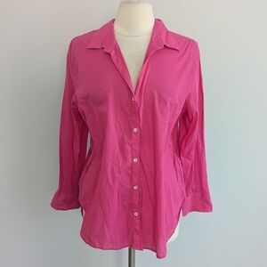 Women's Nic + Zoe Bright Pink Button Down Top Medium